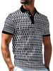 [Print Design - Not Textured] Men'S Outdoor Short Sleeve Polo Shirt, Multi-Size Available, Men'S Collared Polo, Geometric Print Men'S Top, Slim Fit