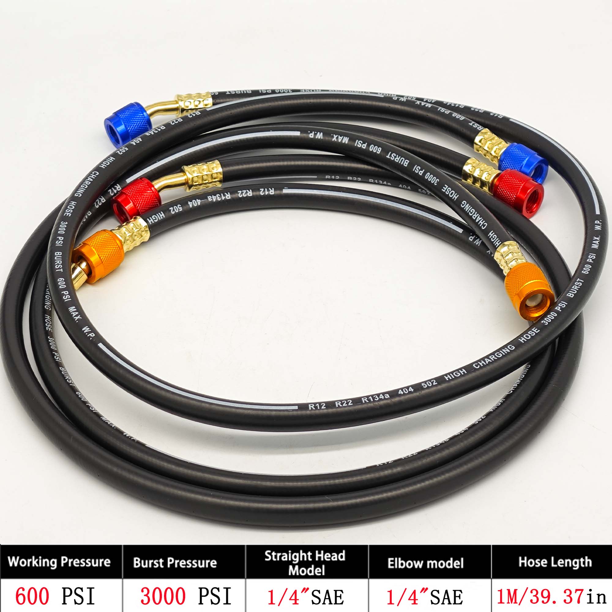 

r134a R410A Шланги для заправки хладагента кондиционера HVAC Инструмент для кондиционирования воздуха Автомобильный силиконовый шланг Техническое обслуживание системы кондиционирования воздуха