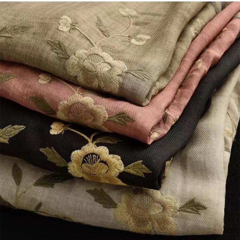 Blusen aus Baumwollleinen mit Blumenstickereien für Damen, klassisch, lockeres chinesisches Hemd, Oberteil, lässig, Retro, Rundhalsausschnitt, kurzärmelig, Sommerhemden