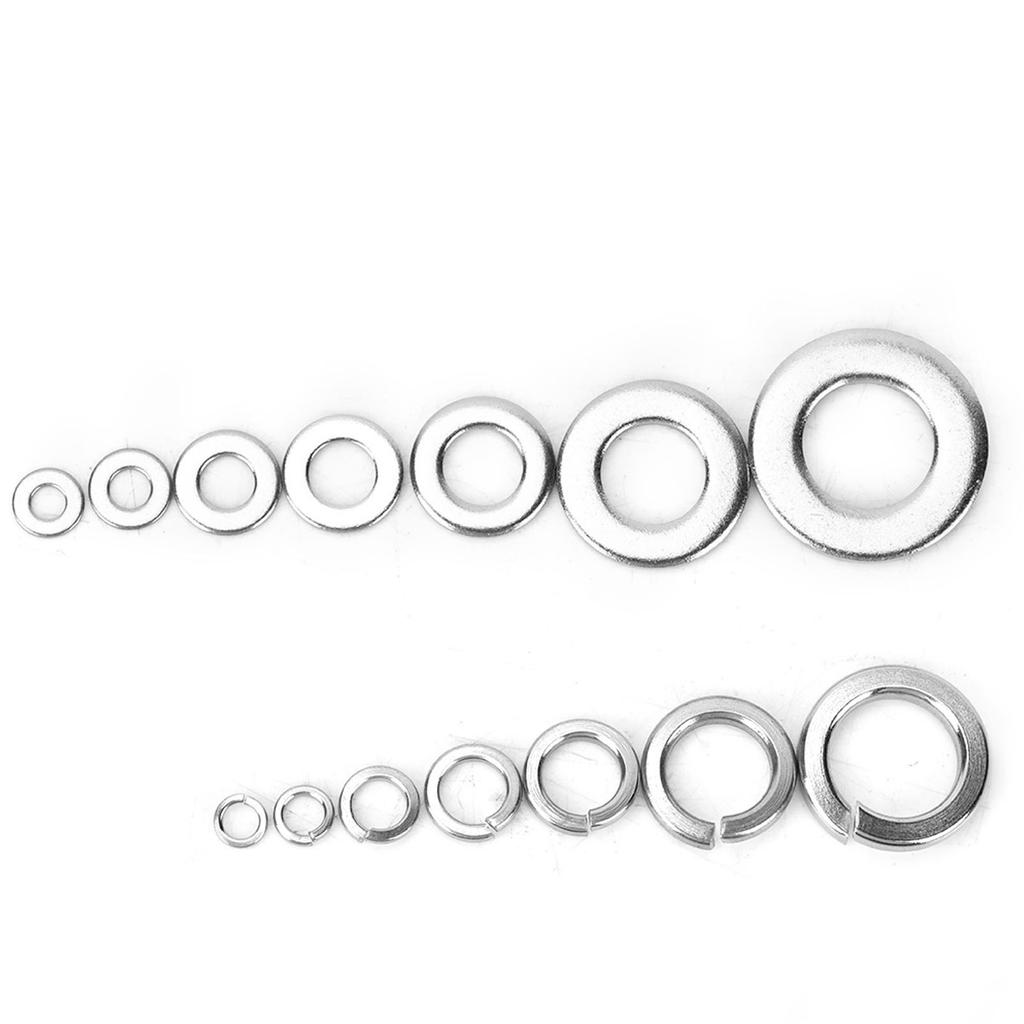 260PCS Stainless Steel Flat Washer Spring Washer Assortment Set M2.5 M3 M4 M5 M6 M8 M10