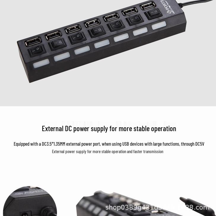 High-Speed 7-Port USB 2.0 Hub Switch & Extender