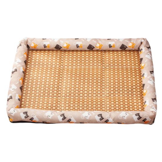 Pet Cooling Mat Summer Cooling Dog Bed Mat Washable Cooling Rattan Mat with Raised Edge Non-slip Bottom for Cats And Dogs