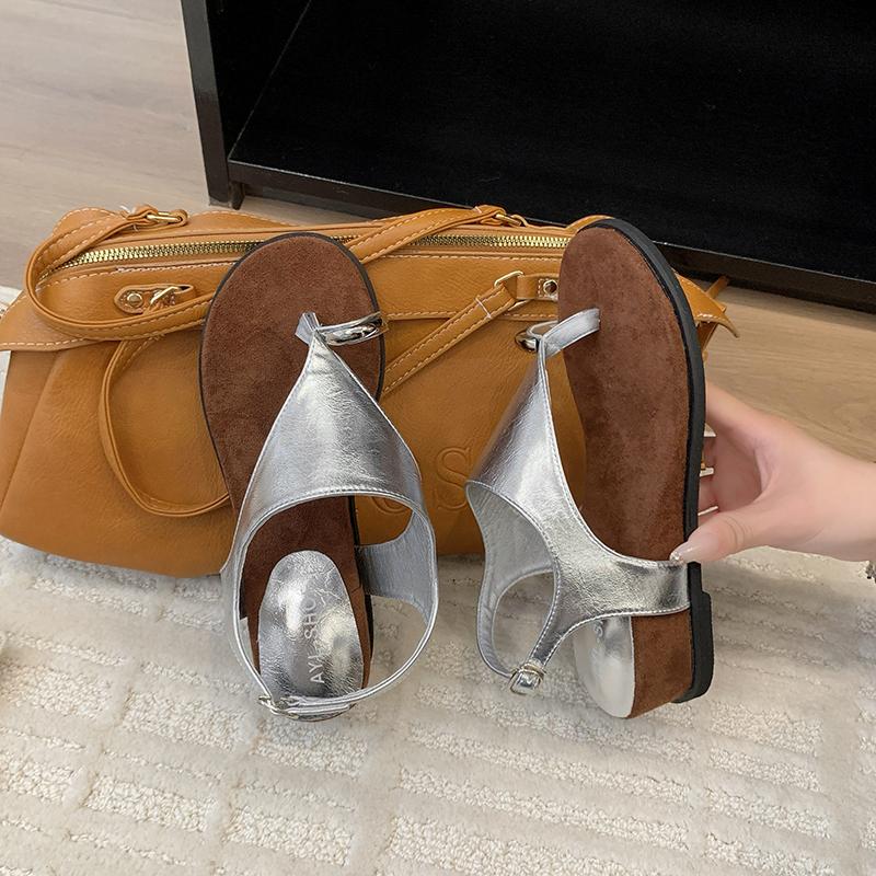 Fashion Spring Summer Fashion Metal Ladies Wedges Sandals Shoes Female Buckle Strap Women Wedges Sandals Heeled Shoes Flip Flops