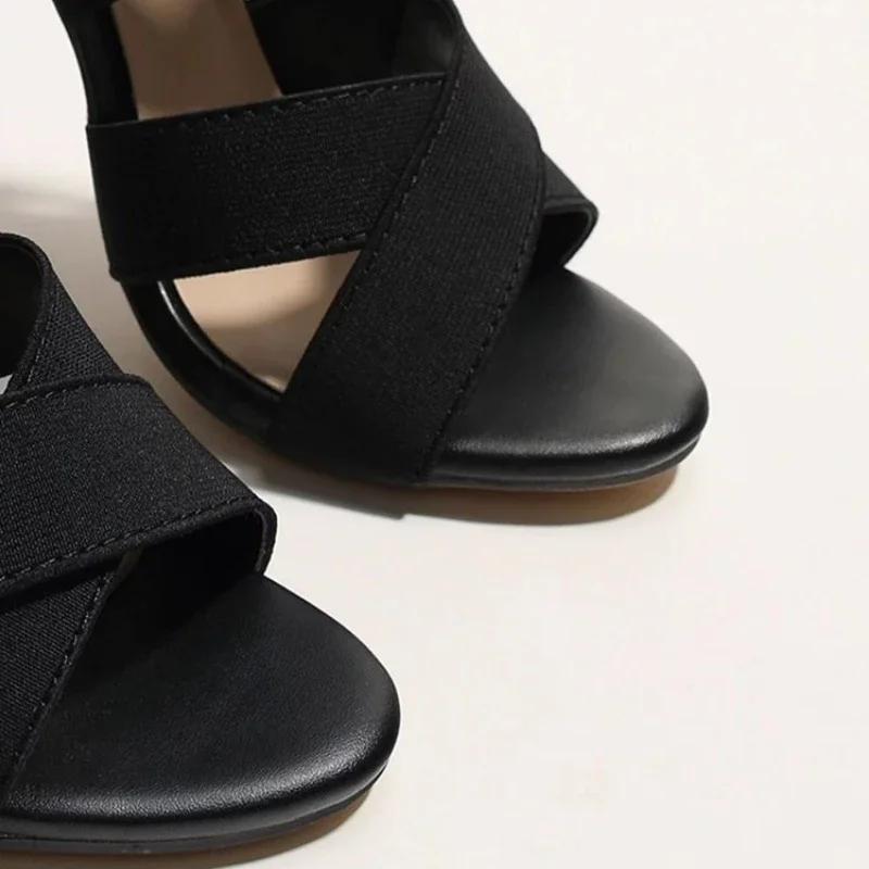 2025 New Summer Women's High Heels Stiletto Women's Sandals Fashion All-match Zipper Sexy Open Toe Buckle Sandals Women Party