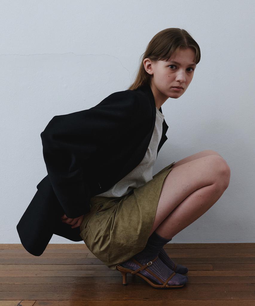 Assenti Washed Wrap Skirt_Beige