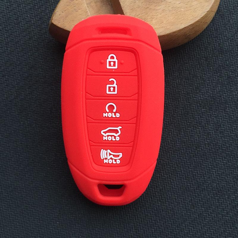 Silicone Car Key Cover Case For Hyundai Palisade 2021 Ix35 Tucson Accent Santa Fe Solaris ELANTRA Azera 5button Key accessories