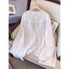 Plus Size New Chinese Style Embroider Lace Lace Sweet Long Sleeve Shirt Women's Spring & Fall Loose Thin V-neck Outer Tops