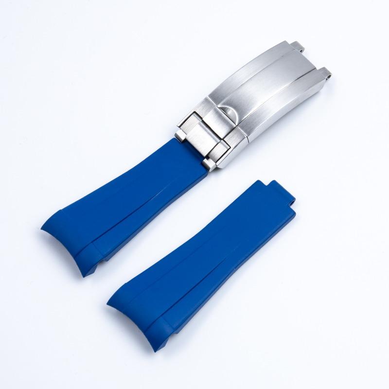19mm 20mm Curved End FKM Fluororubber Rubber Watchband Fit for Rolex Submariner Daytona Explorer Black Orange Diver Watch Strap