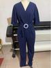 Solid Color Puff Sleeve Jumpsuit with Long Pants