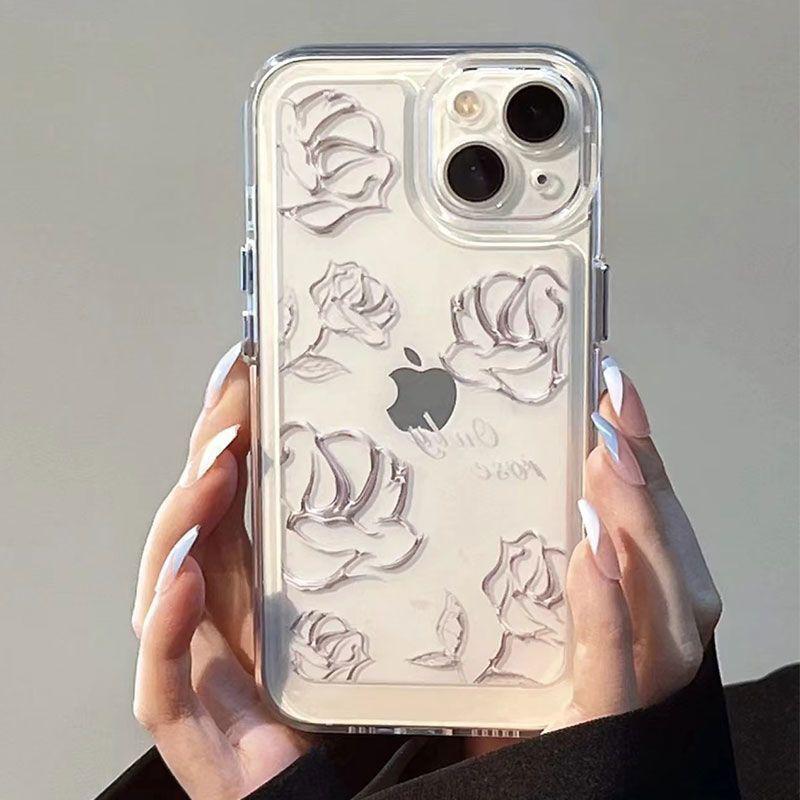 Premium Rose is suitable for iPhone 14 Pro Max, new 15 Plus space case, 13/12 transparent phone case, 11 pieces
