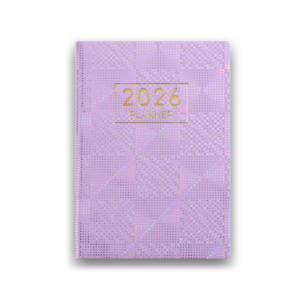 2026 Laser Holografischer Wochenplaner A7 Größe Tageskalender Organizer mit PU-Lederhülle und Papier für Büro Schulgebrauch