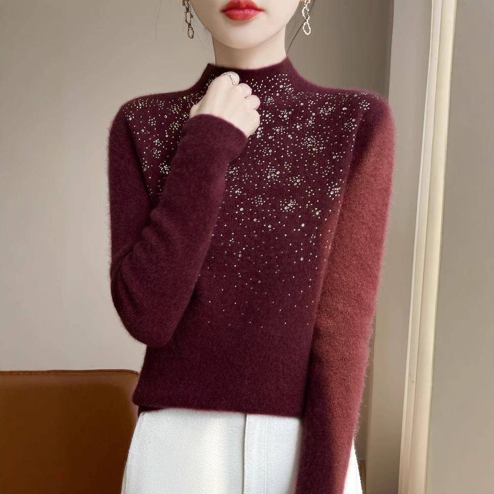 Autumn and Winter Seamless One Half-high Neck Women's Inner Slim Bottoming Knitwear