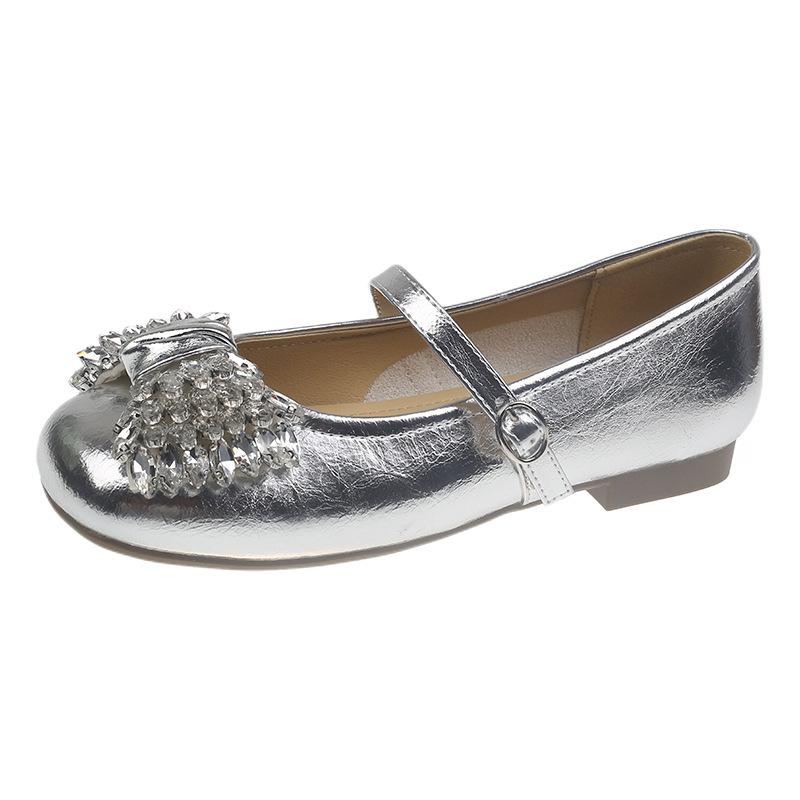 French Rhinestone Bow Mary Jane Shoes Women's 2025 New Beautiful Ballet Shoes Evening Gentle Shallow Mouth Single Shoes