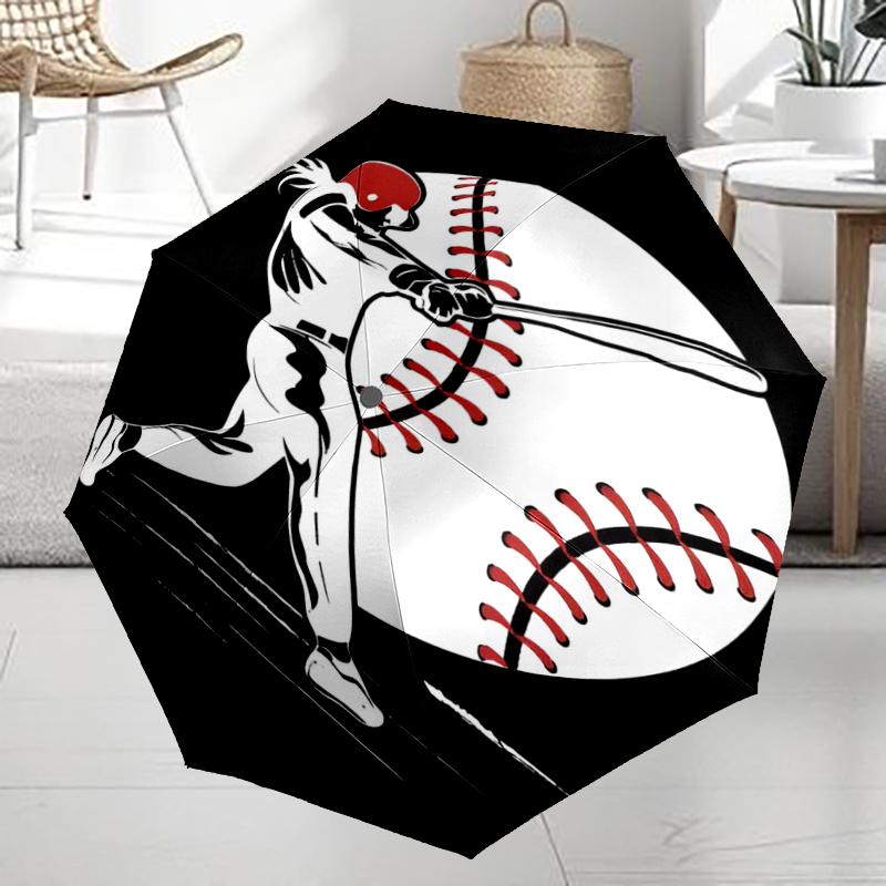 Baseball Theme Automatic Umbrella, Lightweight & Portable, 8 Rib, Perfect for Outdoor Travel, Birthdays, Christmas, Gifts.