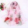Floral Chiffon Scarf for Women - Lily & Peony Print, 160cm Lightweight Shawl, Elegant Beach Wrap, Boho Headscarf & Hijab