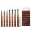 Sandalwood Nail Art Brush Set - Imitation Squirrel Hair with Pen Holder for Liner and Gel Painting