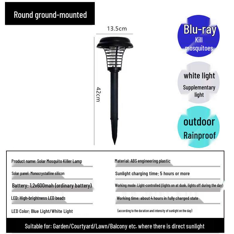 Waterproof Rechargeable Solar Insect & Mosquito Killer Lamp for Outdoor Use