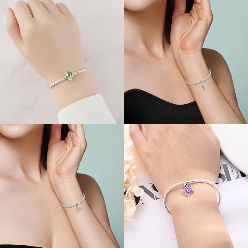 Authentischer Kupfer Schmetterling Charm Perlen Charms Lila Perlen Charms Kompatibel Mit Armbändern Halsketten Zubehör Perlen Schmuck Damen Feiner Schmuck Geschenk