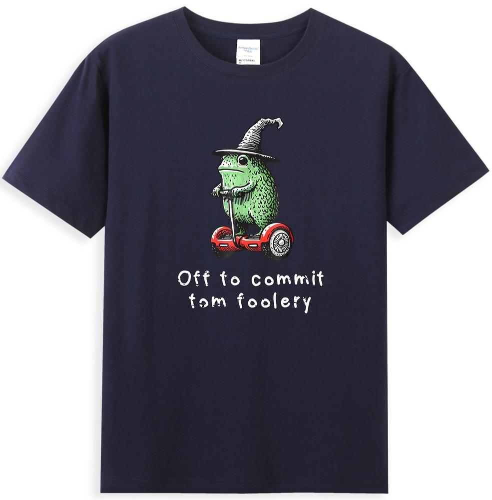 Whimsical Frog Wizard Off To Commit Tom Foolery Frog Graphic Unisexs Tshirt S
