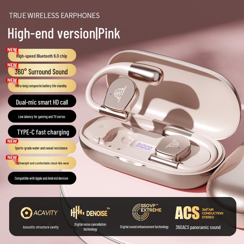 

Over-Ear Wireless Bluetooth Bone Conduction Headphones with Ultra-Long Battery Life рожевий