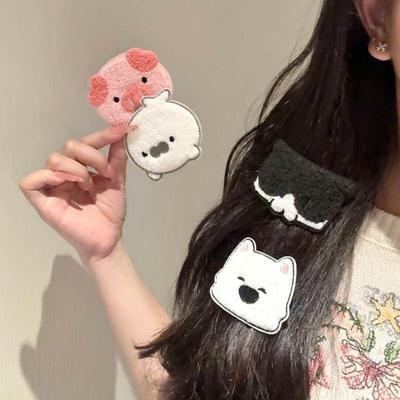 1 Stück Süßer Cartoon Süßes Haustier Magic Tape Spurloser Haarband-Patch Stirn-Haar-Patch Gestickte Plüsch-Dekoration Haarspange