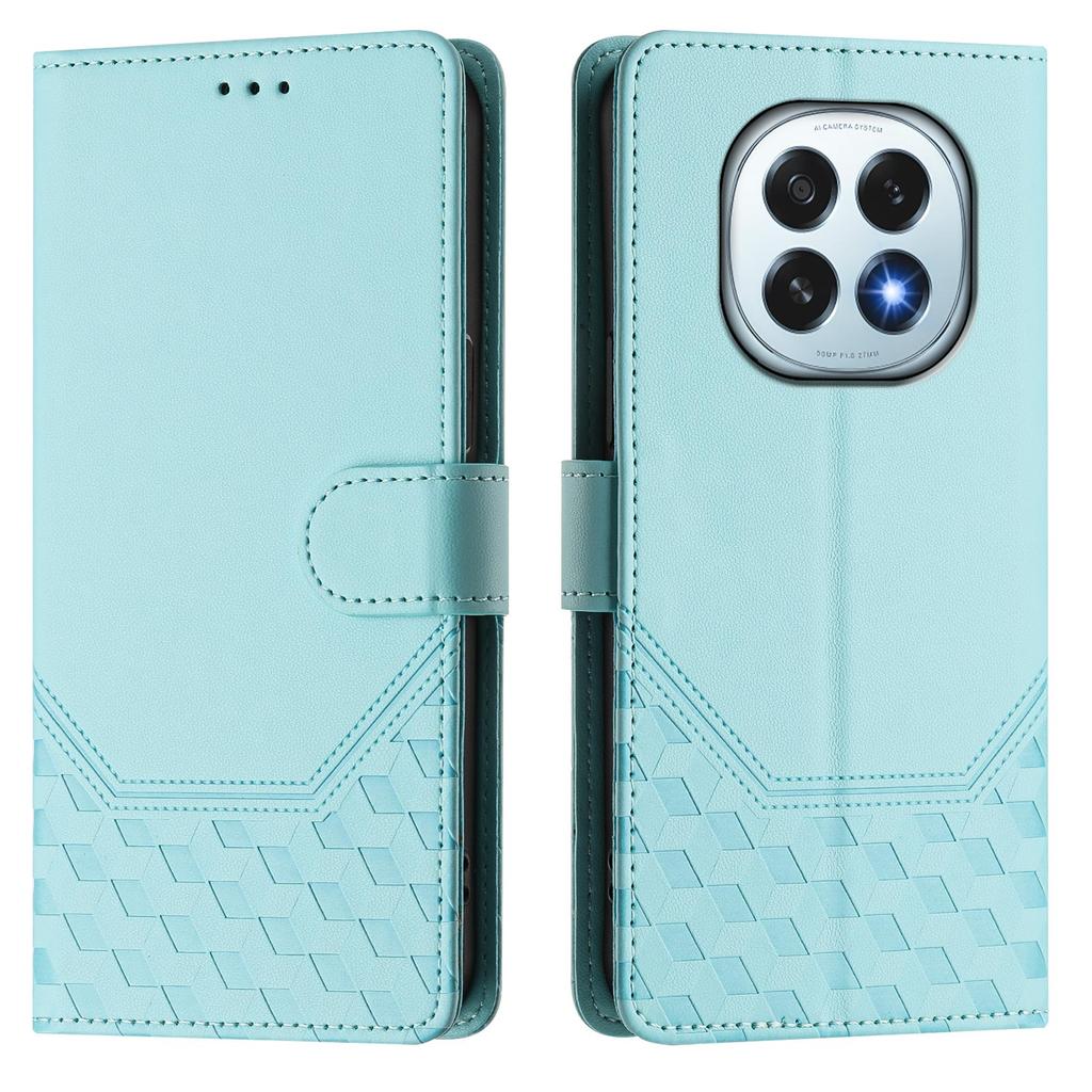 For Oppo F29 5G Case Imprinted Honeycomb RFID Blocking Leather Phone Cover with Strap