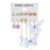 Alloy Ear Ring Square Geometric Shape Earrings Set - 6-piece Vintage Pearl Packaged Earrings Jewelry Set
