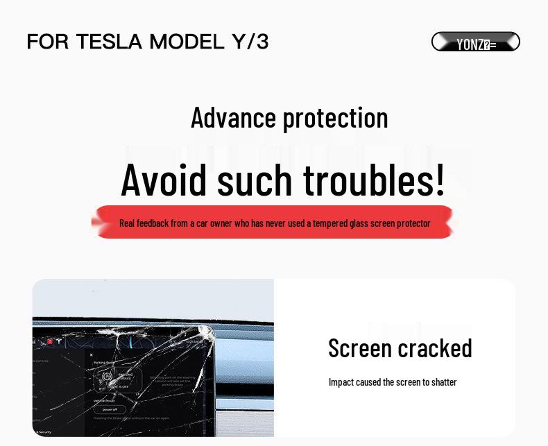 Tesla Model 3/Y Yoke Refresh Screen & Console Protection Kit: Tempered Glass & HD Film