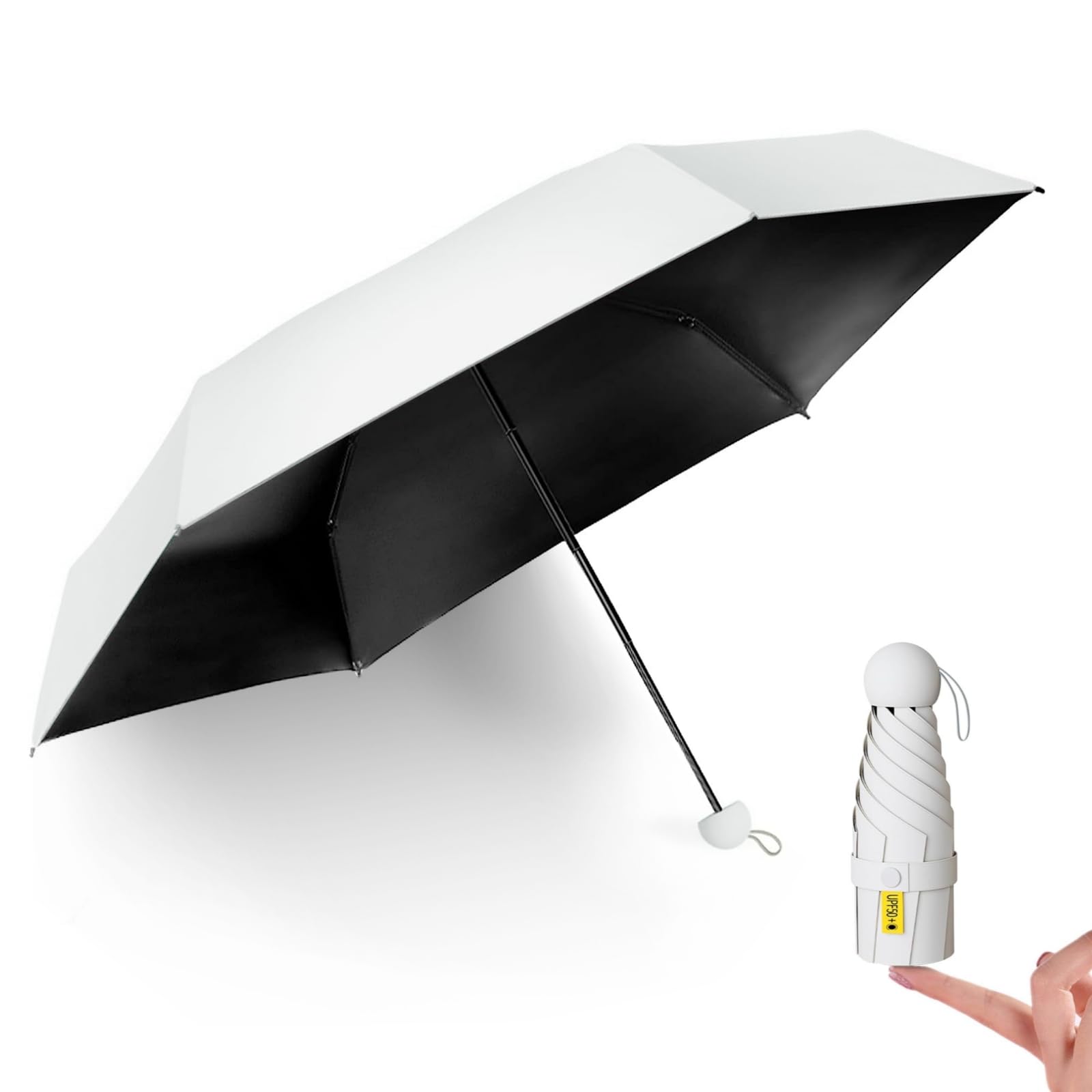 

Складной Ультра УФ для солнечной или дождливой погоды, полностью удобный для хранения чехол в комплекте Зонт, зонт, легкий, женский, компактный, 100% защита, белый