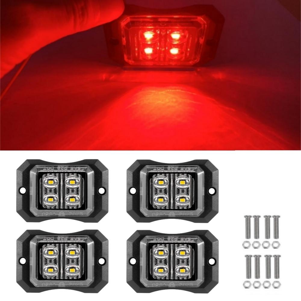 4 шт. Светодиодный стробоскоп 12-24 В, 4 светодиода, мигающий свет, огни для грузовиков и прицепов, предупреждающие, аварийные, белые/янтарные, для транспортных средств