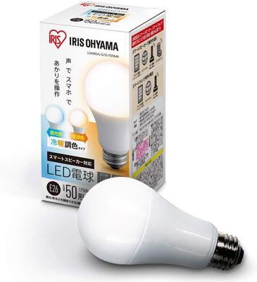 [Alexa-zertifiziert] Iris Ohyama Alexa-fähige LED-Glühbirne, Dimmbar, E26, 50W Äquivalent, KaltWarm, Farbtemperaturregelung, 750W,