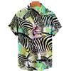 Men's Hawaiian Shirts 3D Cute Cat Print Short Sleeved Shirt Lapel Fashionable Casual Harajuku Cartoon New Clothing