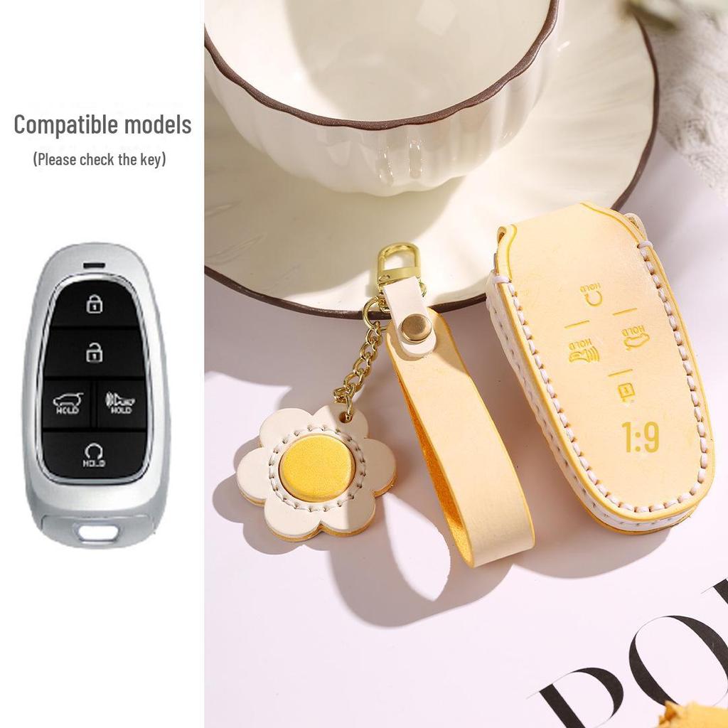 Genuine Leather Key Cover for Hyundai Sonata (7-button) & Tucson (5-button)