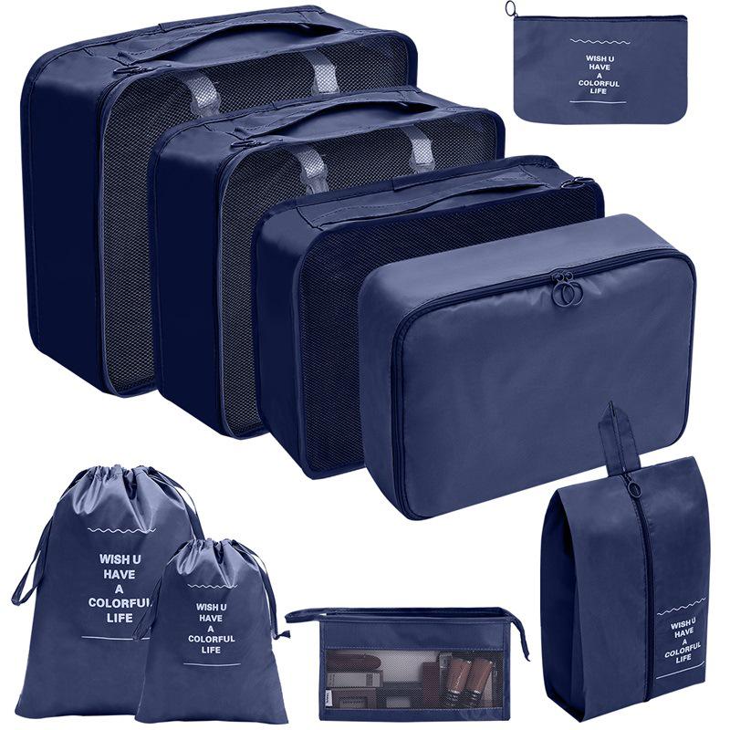 Travel Storage Set: Foldable Toiletry, Makeup, Clothes, Shoes, Digital Accessories, and Drawstring Luggage Bags.
