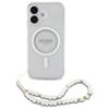 Guess Guhmp16Mhgcrelst Iphone 16 Plus6.7 Przeźroczysty/Transparent Hardcase Iml Glitter With Pearl Strap Magsafe