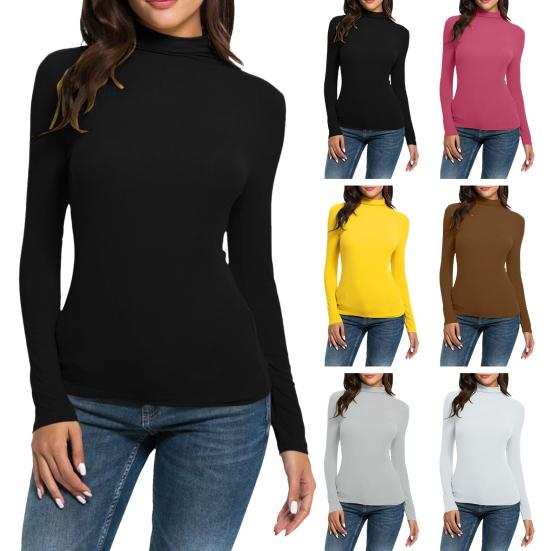Women's Thermal Long Sleeve Shirts Slim Mock Turtleneck Pullover Basic Undershirts Compression Base Layer Top for Work Home Vacations