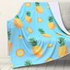 Yellow Pineapple Throw Blanket Tropical Fruit Flannel Blanket Cartoon Style Soft Sofa Couch Office Flannel Blankets for Kid Teen