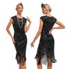1920S Retro Ball Embroidered Fringed Dress Cocktail Party Large Size Sequined Beaded Mesh Dress