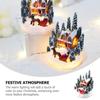 Led Light Christmas Village House Figurines Night Lamp Creativity Christmas Town Ornaments DIY Crafts Cartoon Resin Mini House