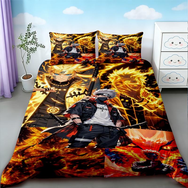 Teens Naruto Duvet Cover Cartoon Bedding Set Comforter Cover Quilt Cover Queen King Full Bedroom Decor Children Best Gifts