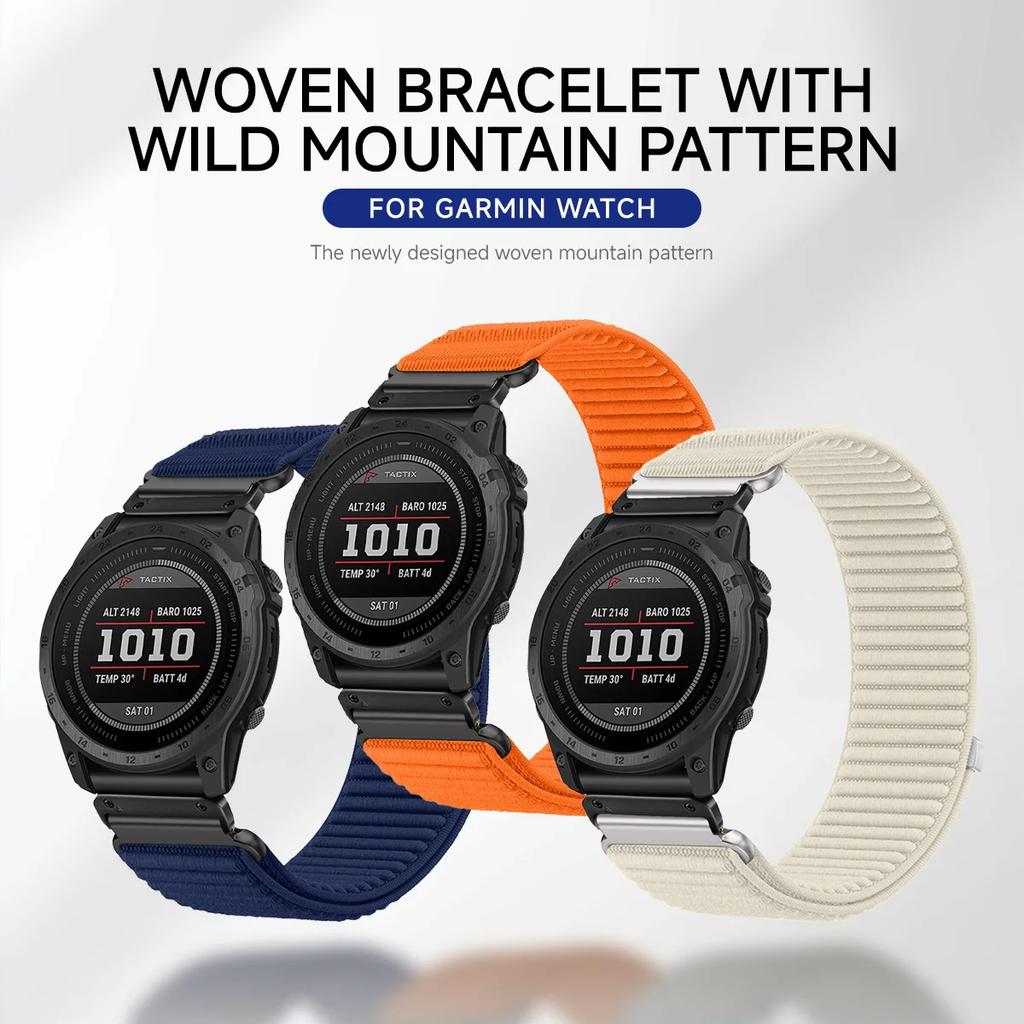 22mm 26mm Nylon Quick Release Loop Strap for Garmin Fenix 8 7X 7XPro Fenix 6X 6 5X 5Plus Tactix7 Forerunner965 955 Enduro 3 Band