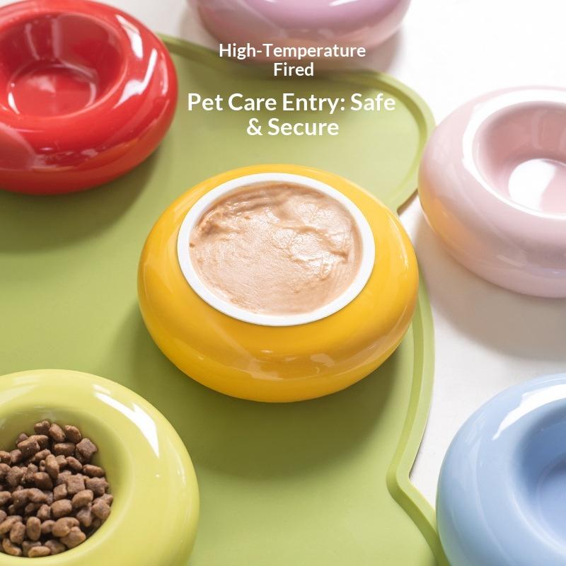 Hoki HQ-094 Sicher Umweltfreundlich Rund Keramik Katze & Hund Futter Napf Massiv Modern Wasserdicht Leicht zu Reinigen Donut Form