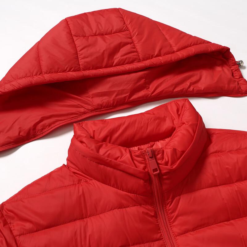 XueZhongFei Leichte Herren-Daunenjacke kurz mit abnehmbarer Kapuze
