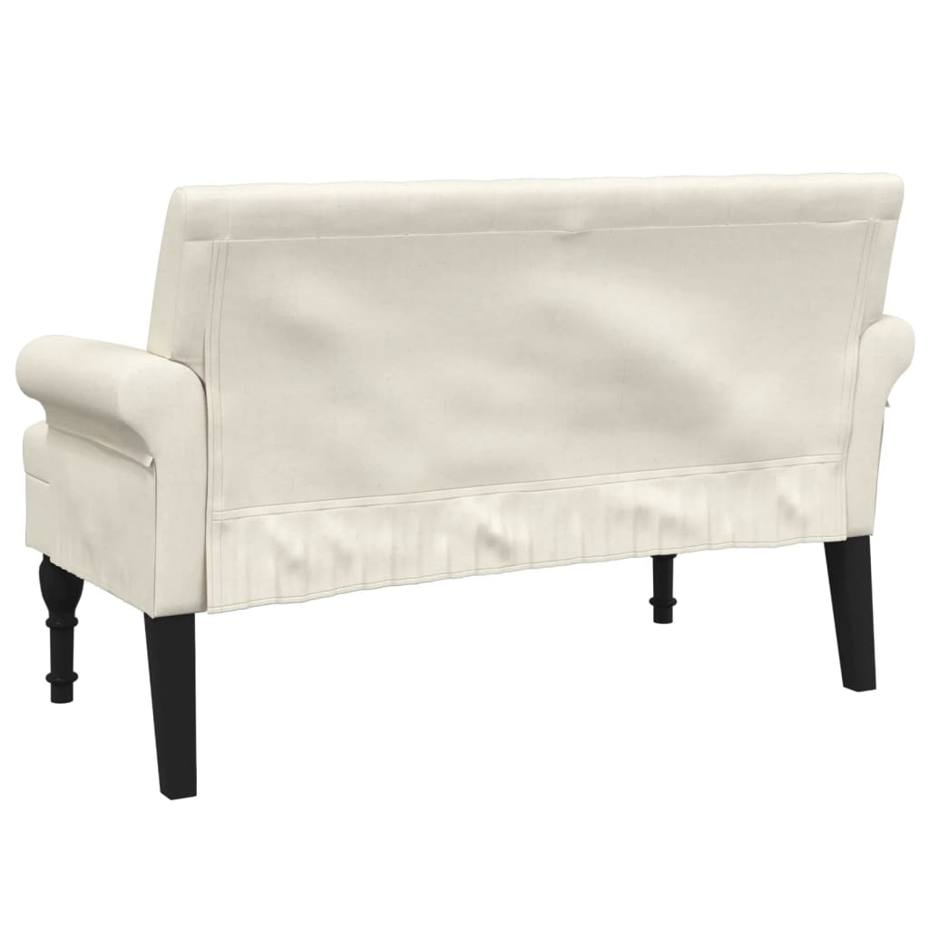 Upholstered Bench with Backrest 120 X 62 X 75.5 Cm Linen Fabric