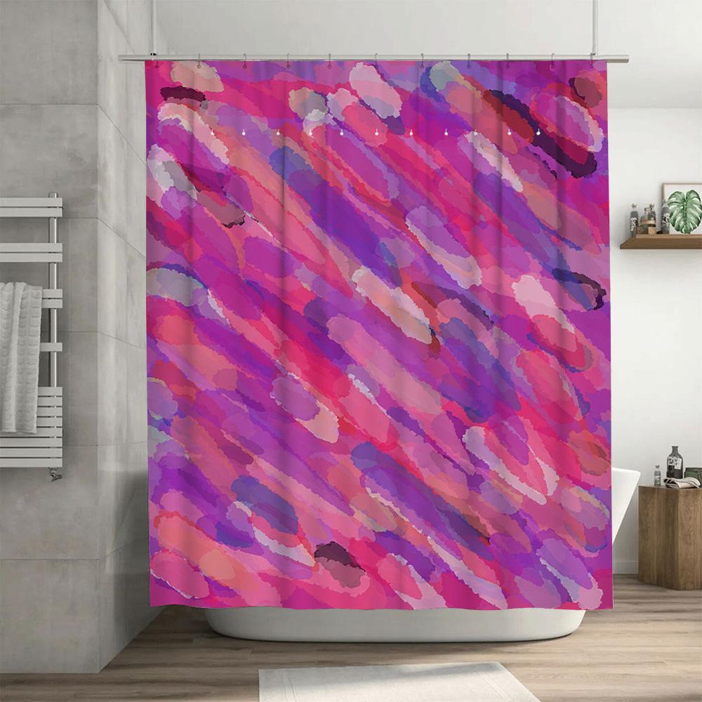 Modern Pink Bathroom Shower Curtain Set Watercolor Print With Rod Holders For Bathtub Decoration Decorations In Home Garden