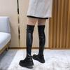 Women'S Over-The-Knee Stretch Boots  Autumn Winter New Slimming Black Height-Increasing Round Toe Mid-Heel Thick Sole Boots