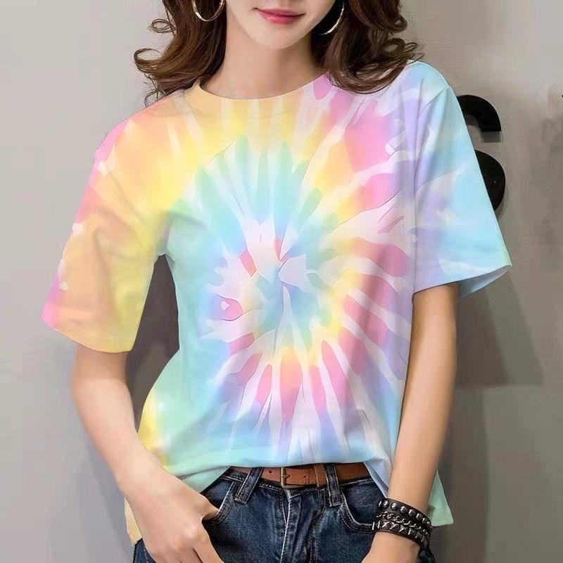 Summer Tie-Dye Pattern Women's Short-Sleeve Korean Style Casual Shirt Fashion Summer T-Shirt