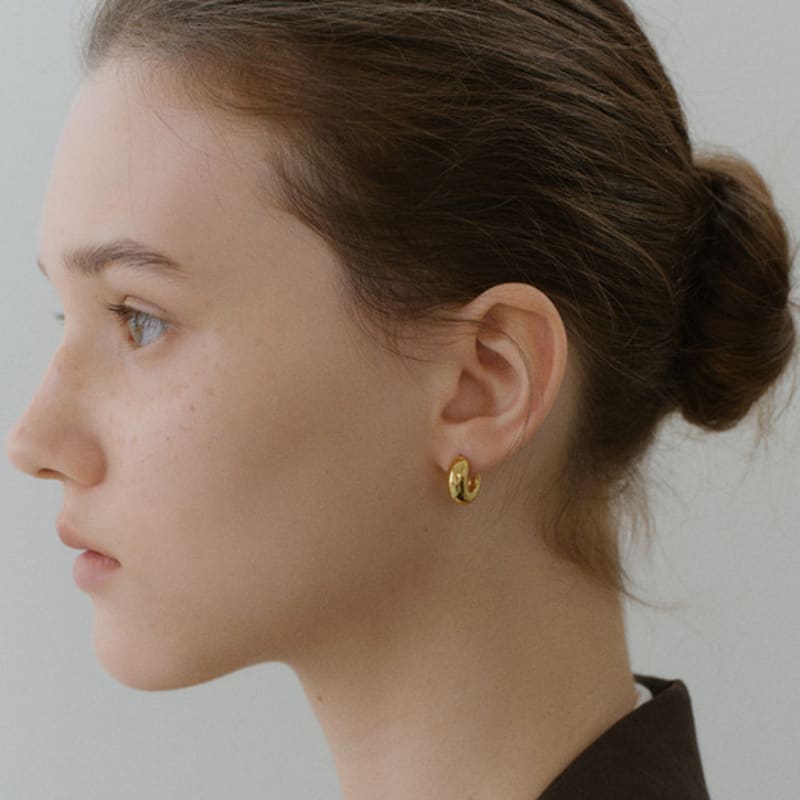 NORMALLEE [White gold] Boat Hoop Earrings