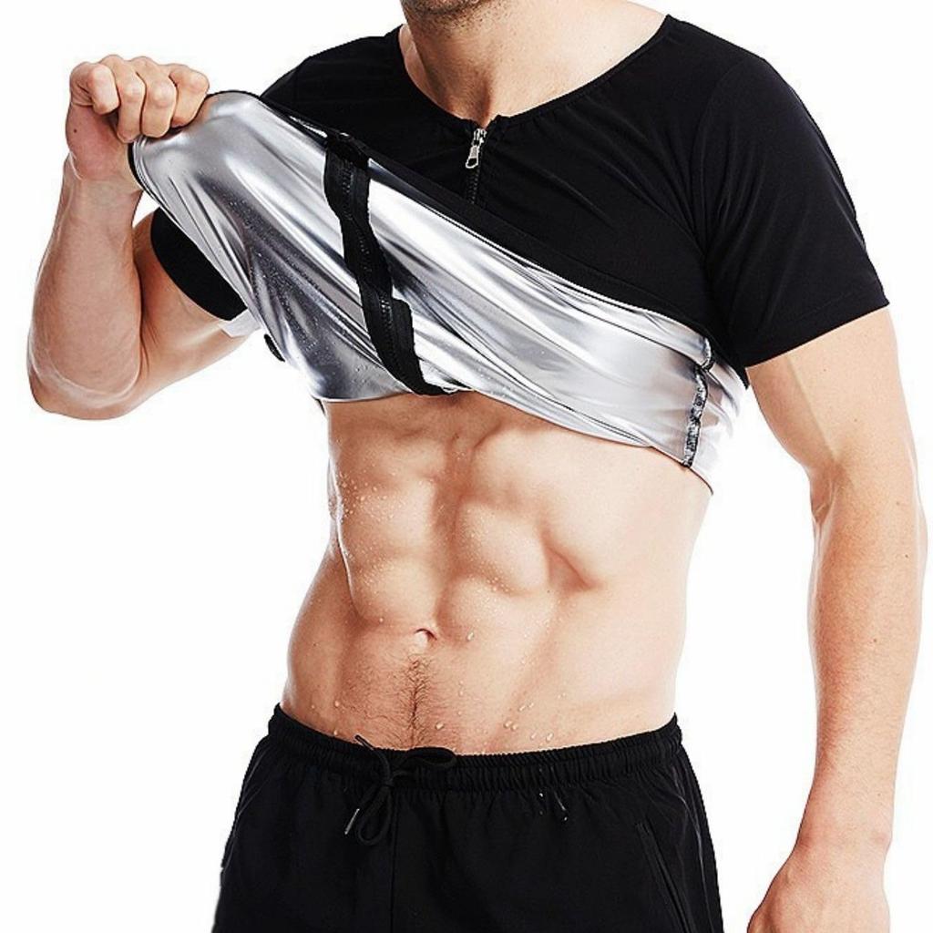 Copeflap Sauna Short Sauna Sweat Plus with Zipper Men's Shirt, Sleeve, Suit, Shirt, Sizes, Washable, (2XL/3XL)