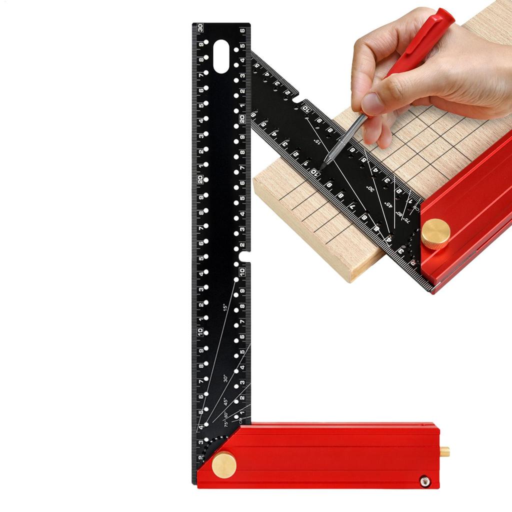 Square Ruler 12 Inch Metric Imperial Adjustable Ruler Multifunctional Framing Square for Carpentry Measuring Woodworking